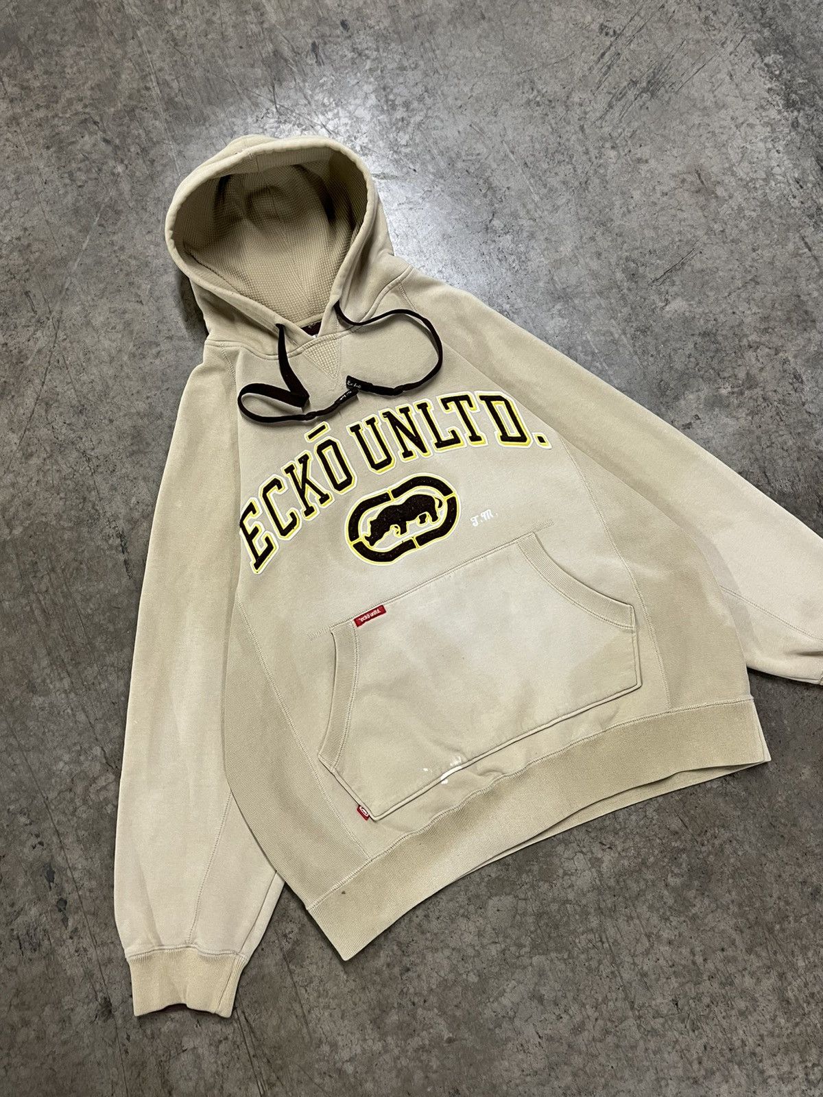Ecko Unltd. × Vintage Ecko utld y2k sun faded boxy fit cream hoodie skater hip hop Size US M / EU 48-50 / 2 - 1 Thumbnail