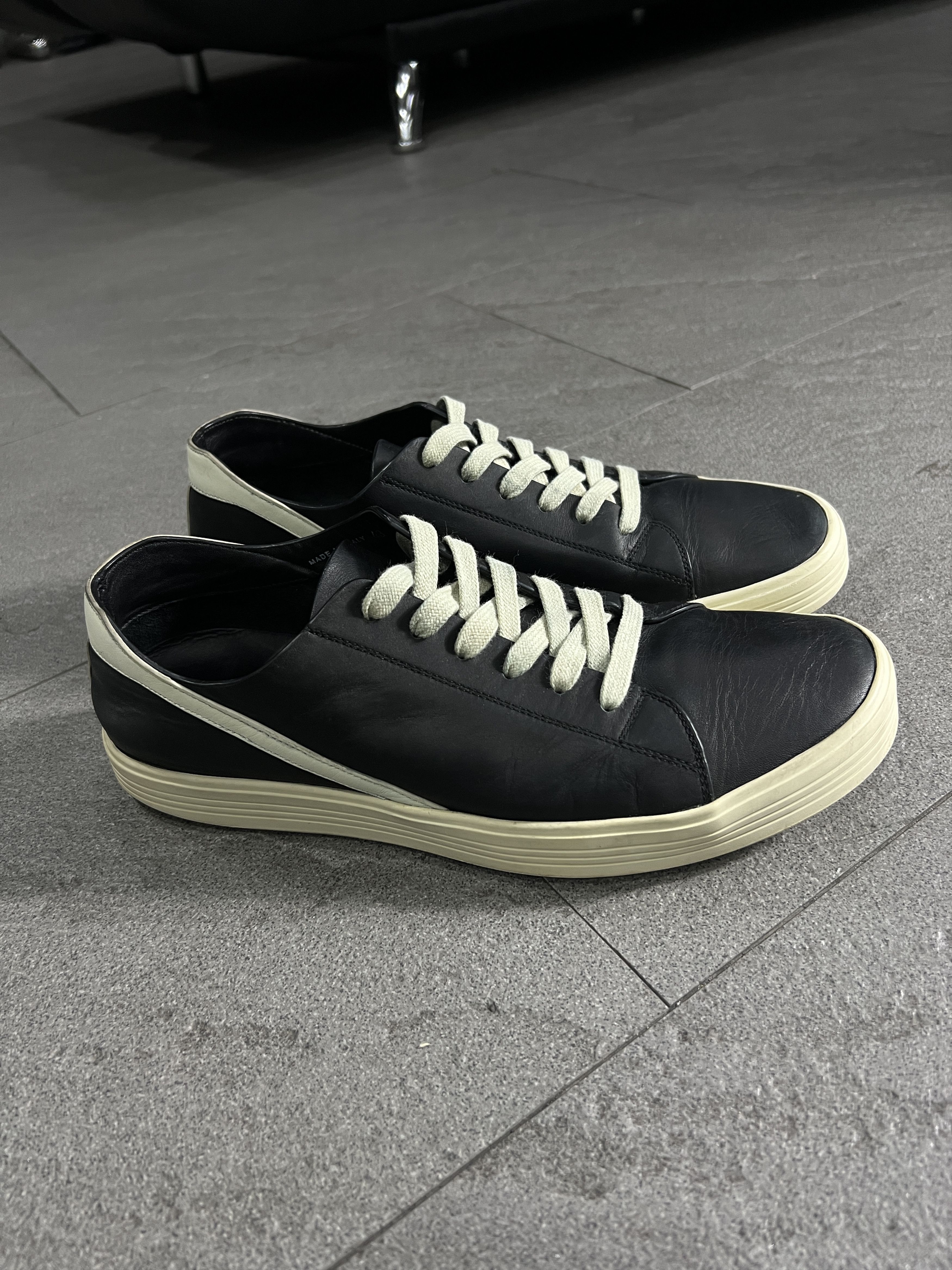 Rick Owens Rick Owens Low Sneakers Black Leather Milk Sole EU43 Size US 10 / EU 43 - 3 Thumbnail