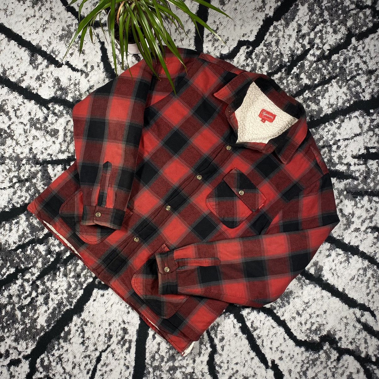 Supreme SUPREME VINTAGE SHERPA 🦍 FLANNEL SHIRT BUTTON UP OVERSIZE | Grailed