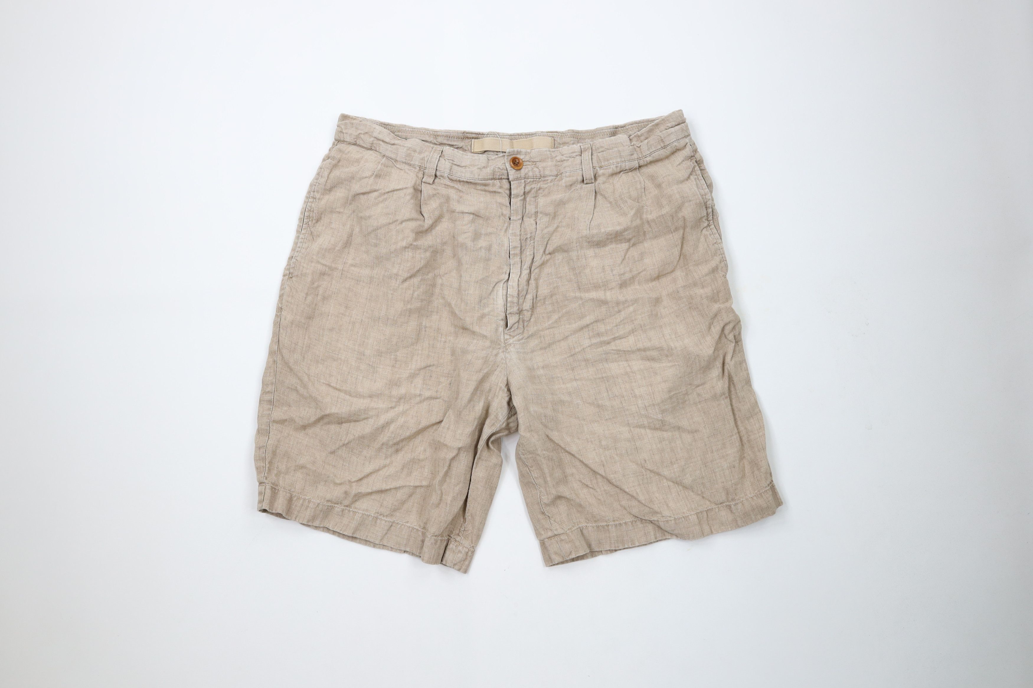 Nautica × Vintage Vintage Nautica Above Knee Linen Shorts Beige Brown Size US 35 - 1 Thumbnail