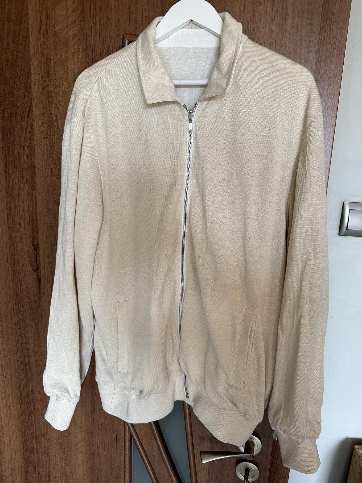 image of Loro Piana Linen Reversible Jacket in Beige Ivory, Men's (Size XL)