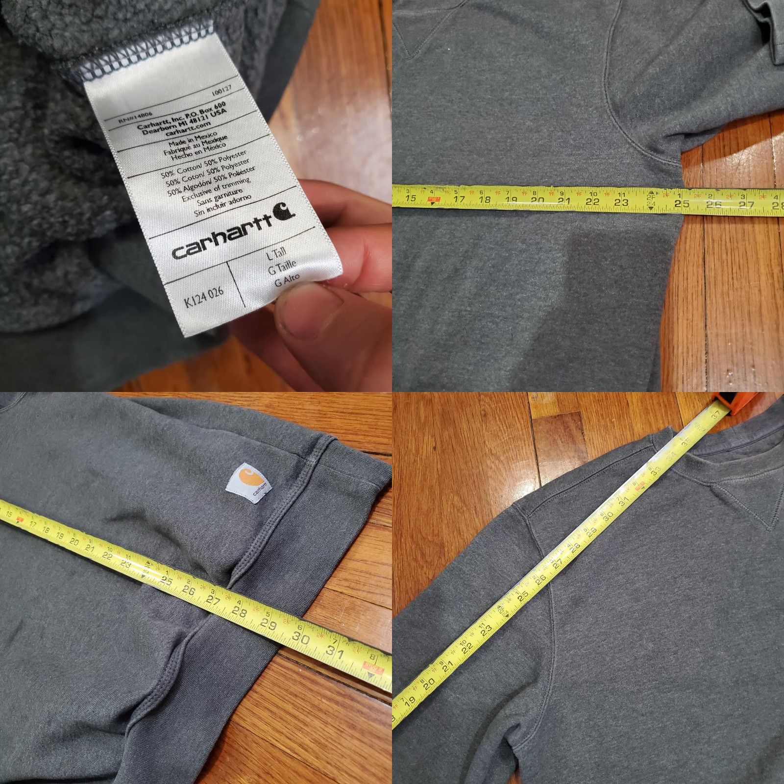 Carhartt VINTAGE Carhartt Sweatshirt Mens LT Gray Fleece Crewneck Pullover Workwear K124 Size US L / EU 52-54 / 3 - 8 Thumbnail