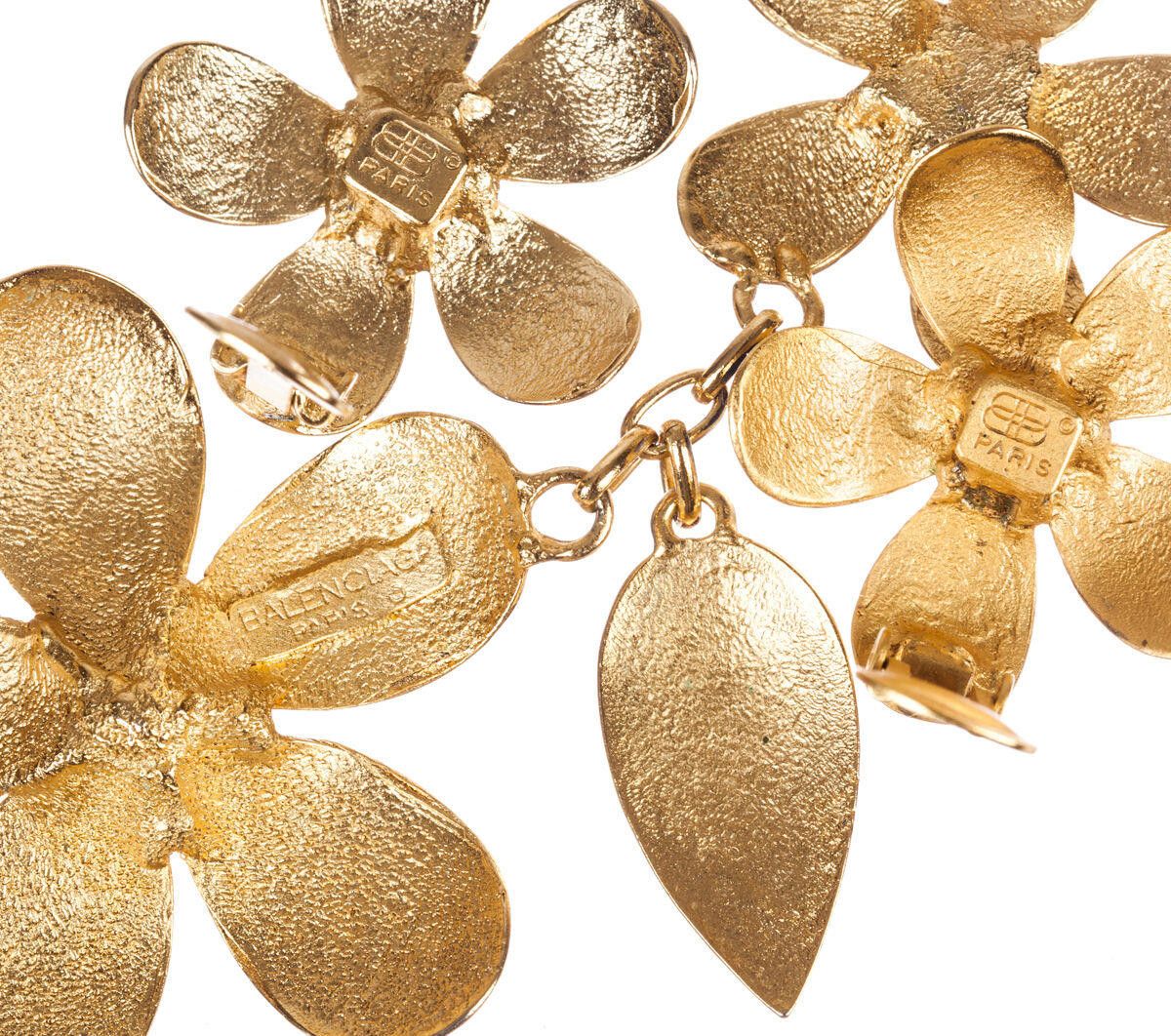 Balenciaga Balenciaga Two-Piece Gold and Blue Enamel Flower Set Size ONE SIZE - 7 Thumbnail