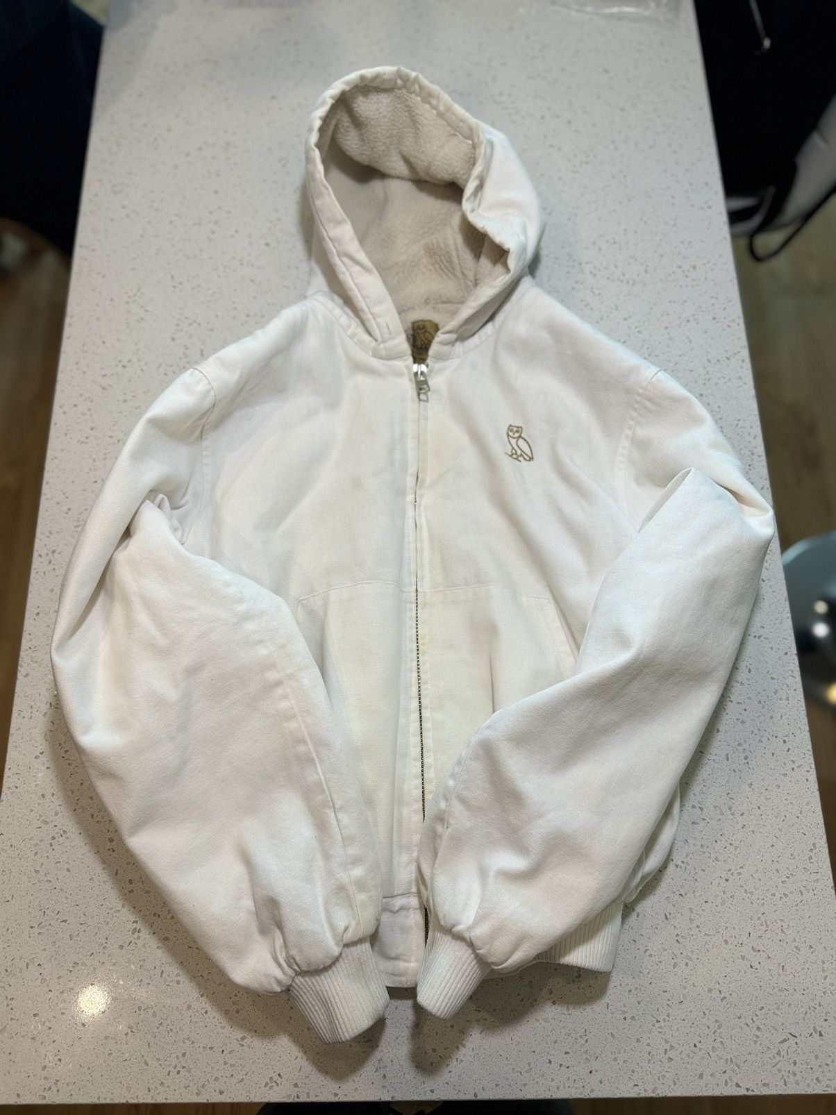 image of Octobers Very Own Very Ovo White Bomber Jacket, Men's (Size Small)