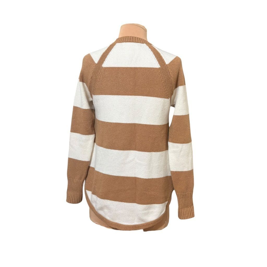 Anthropologie Anthropologie Striped Sweater XS Camel Tan Ivory Cashmere Bl Size XS / US 0-2 / IT 36-38 - 4 Thumbnail