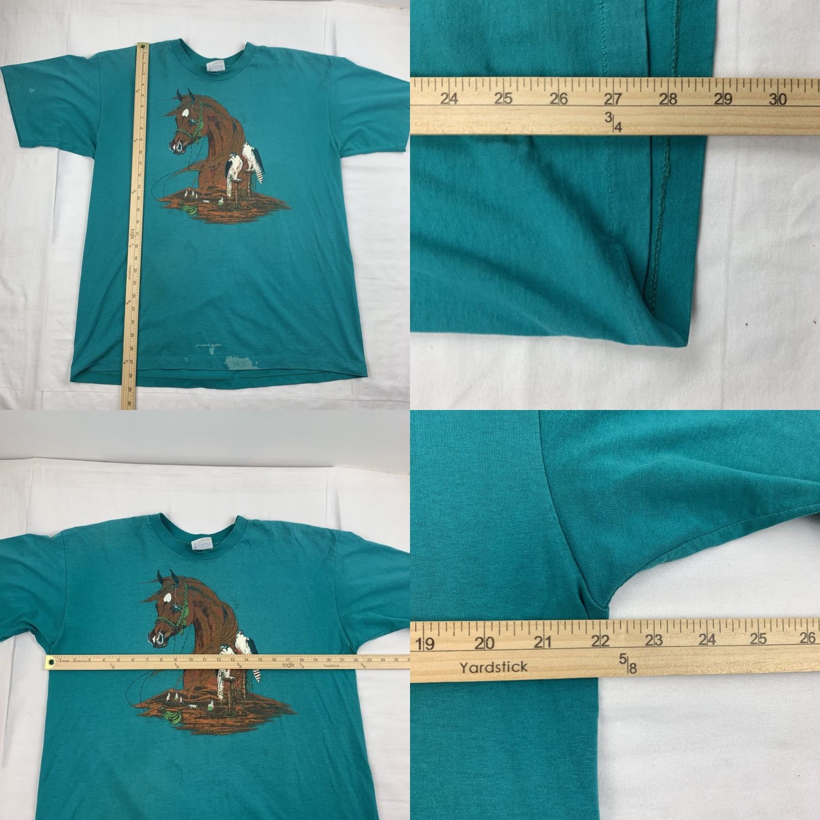 Hanes VINTAGE Hanes Shirt Men XL Blue Western 90s Outdoors Cowboy Animals Short Sleeve Crew Neck T-Shirt Size US XL / EU 56 / 4 - 8 Thumbnail