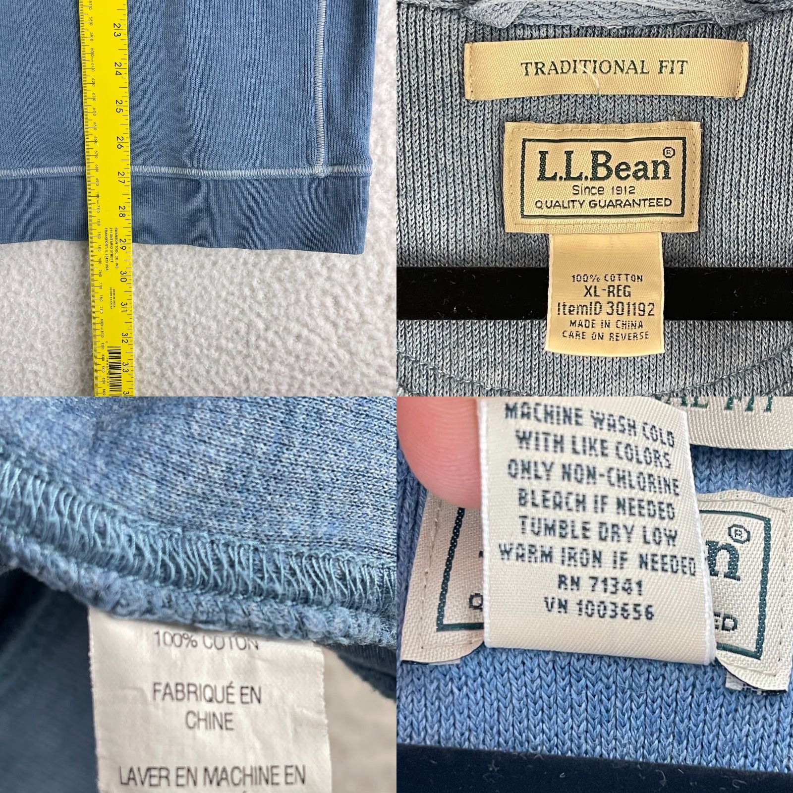 Vintage L.L. Bean Blue Traditional Fit 1/4 Zip Sweater Mens XL Long Sleeve Cotton Size US XL / EU 56 / 4 - 8 Thumbnail