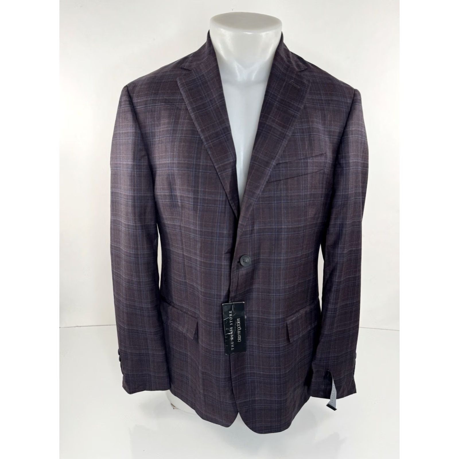 Bloomingdale's Bloomingdale's Blazer - Wool Plaid 40R - Men - Jacket - Purple / Blue - 548 MSRP Size 40R - 2 Thumbnail