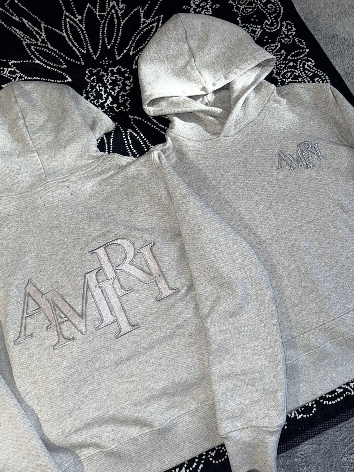 Amiri AMIRI STAGGERED LOGO GREY HOODIE Size US S / EU 44-46 / 1 - 3 Thumbnail
