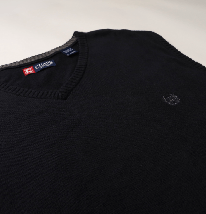 Chaps Ralph Lauren Vintage Chaps Black Cotton Knit Vest (XL) Size US XL / EU 56 / 4 - 2 Thumbnail