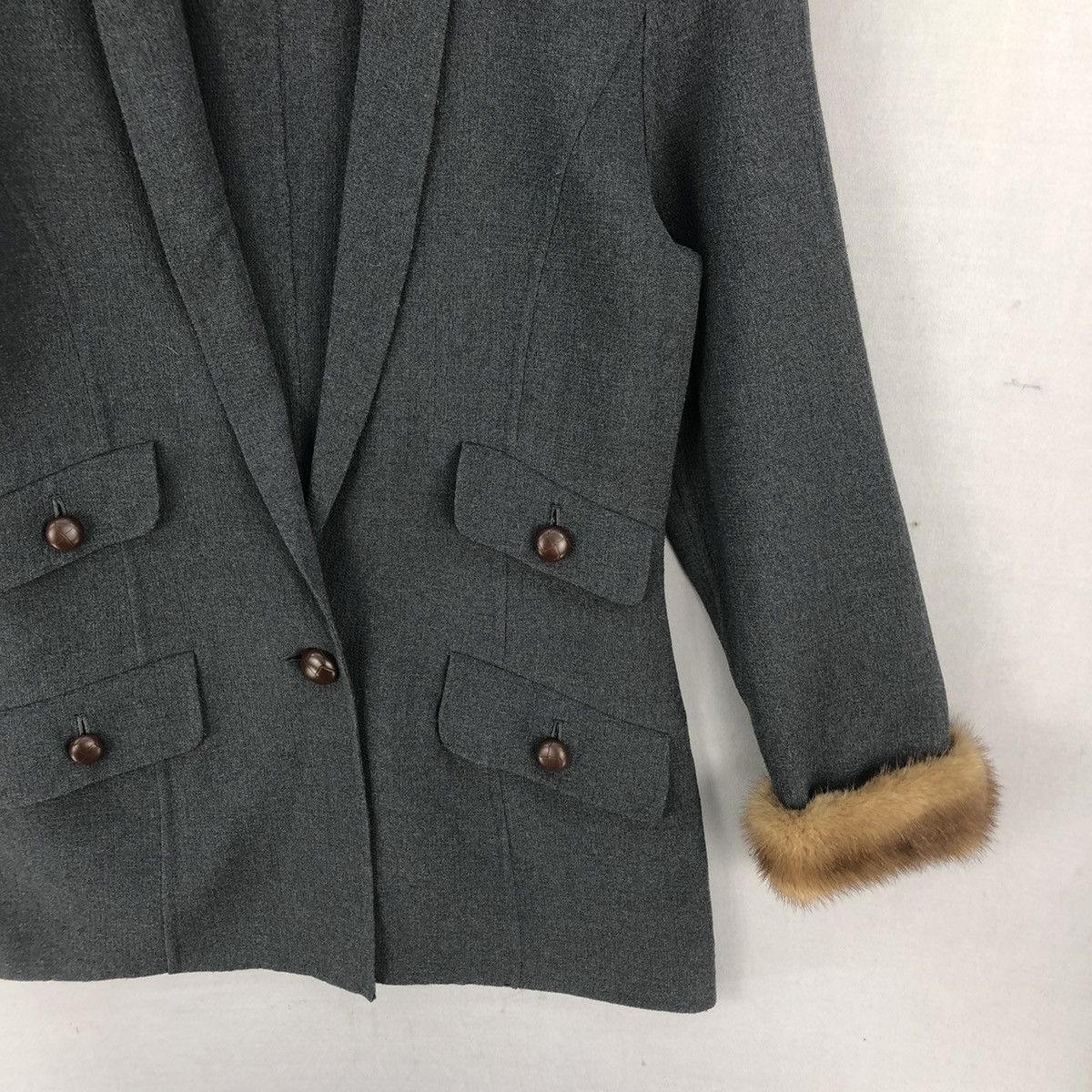 Hiroko Koshino Homme Vintage 00’s EmilToh Mink Fur 4 Pocket Blazer Jacket Size S / US 4 / IT 40 - 3 Thumbnail
