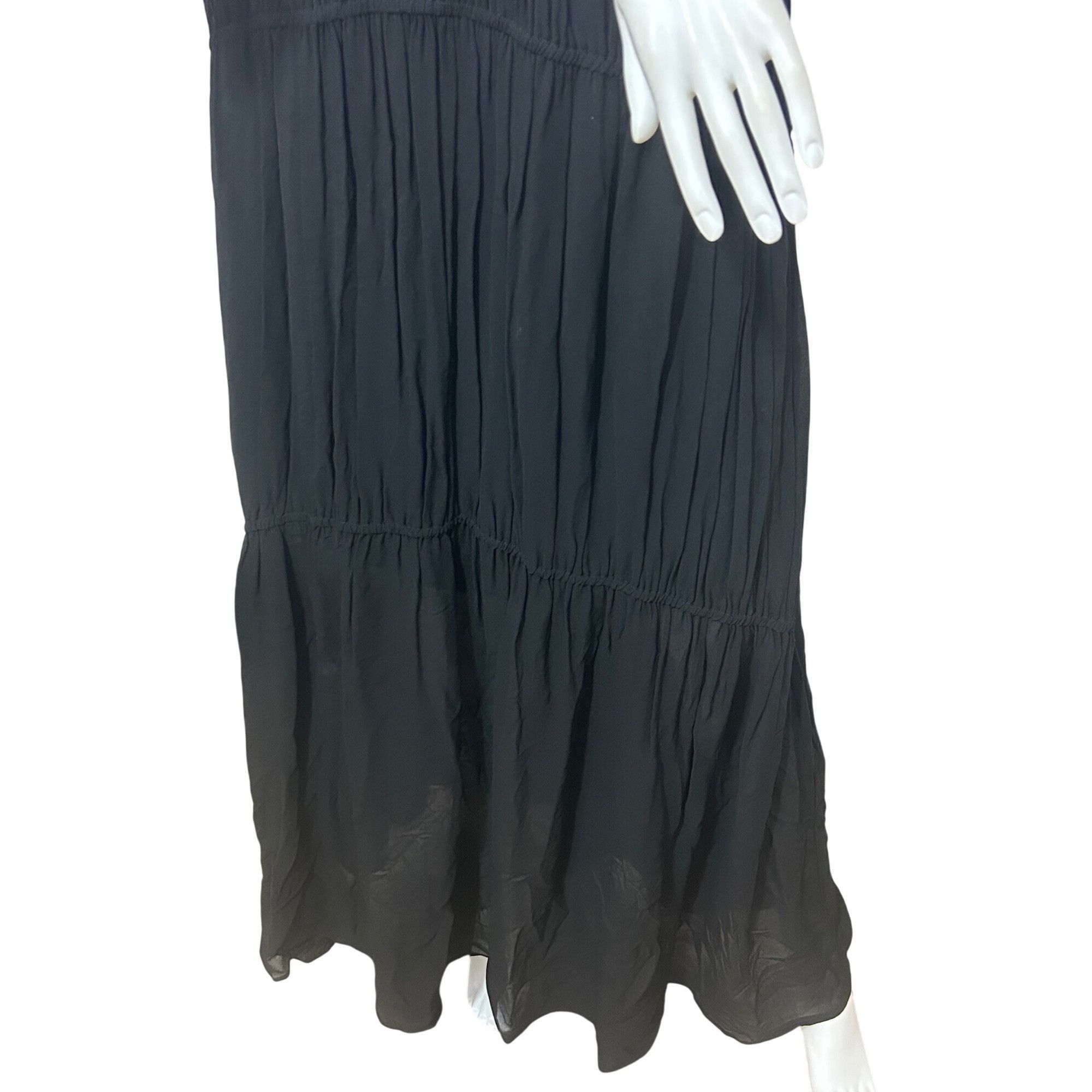 Young Fabulous & Broke YFB Dress M Black Maxi Tiered Ruched Straps Party Cocktail V Size M / US 6-8 / IT 42-44 - 9 Thumbnail