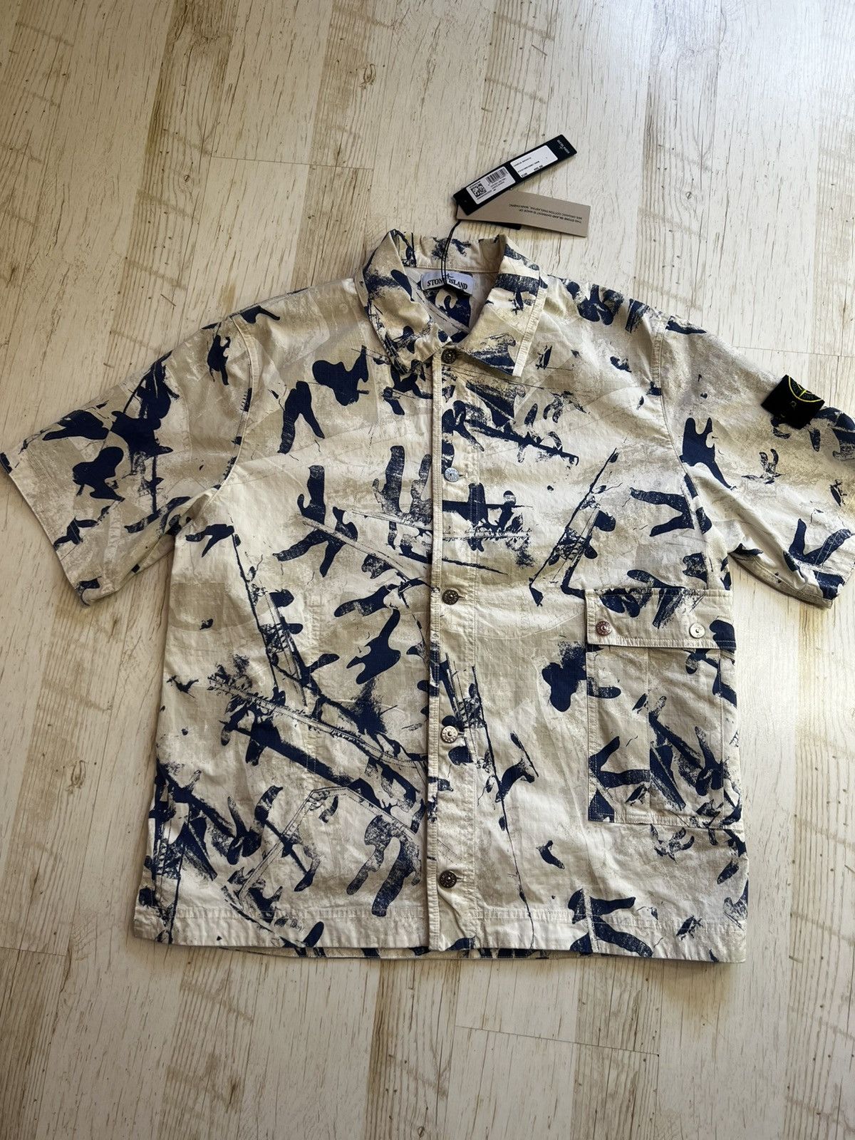 Stone Island Stone Island Desert Camouflage Cotton-Blend Shirt – Size L Size US L / EU 52-54 / 3 - 7 Thumbnail