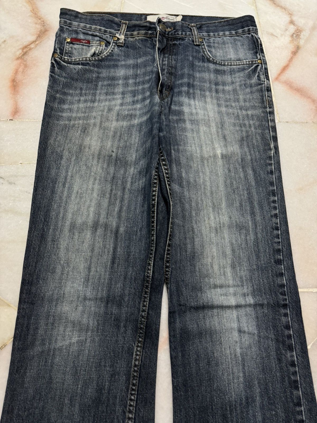Japanese Brand FLARED JAPANESE THRASHED INSANE 90s STYLE DENIM JEANS Size US 32 / EU 48 - 3 Thumbnail