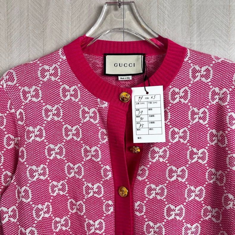 Gucci Gucci Pink gold buckle full print knitted cardigan sweater Size US XS / EU 42 / 0 - 3 Thumbnail