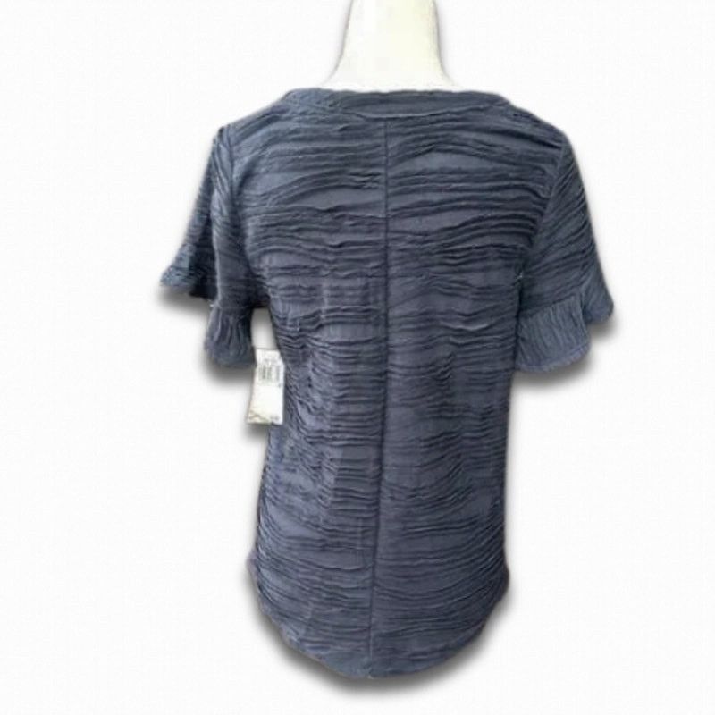 Other Willow Drive Textured Blouse Short Flutter Sleeves Blue S Size S / US 4 / IT 40 - 5 Thumbnail
