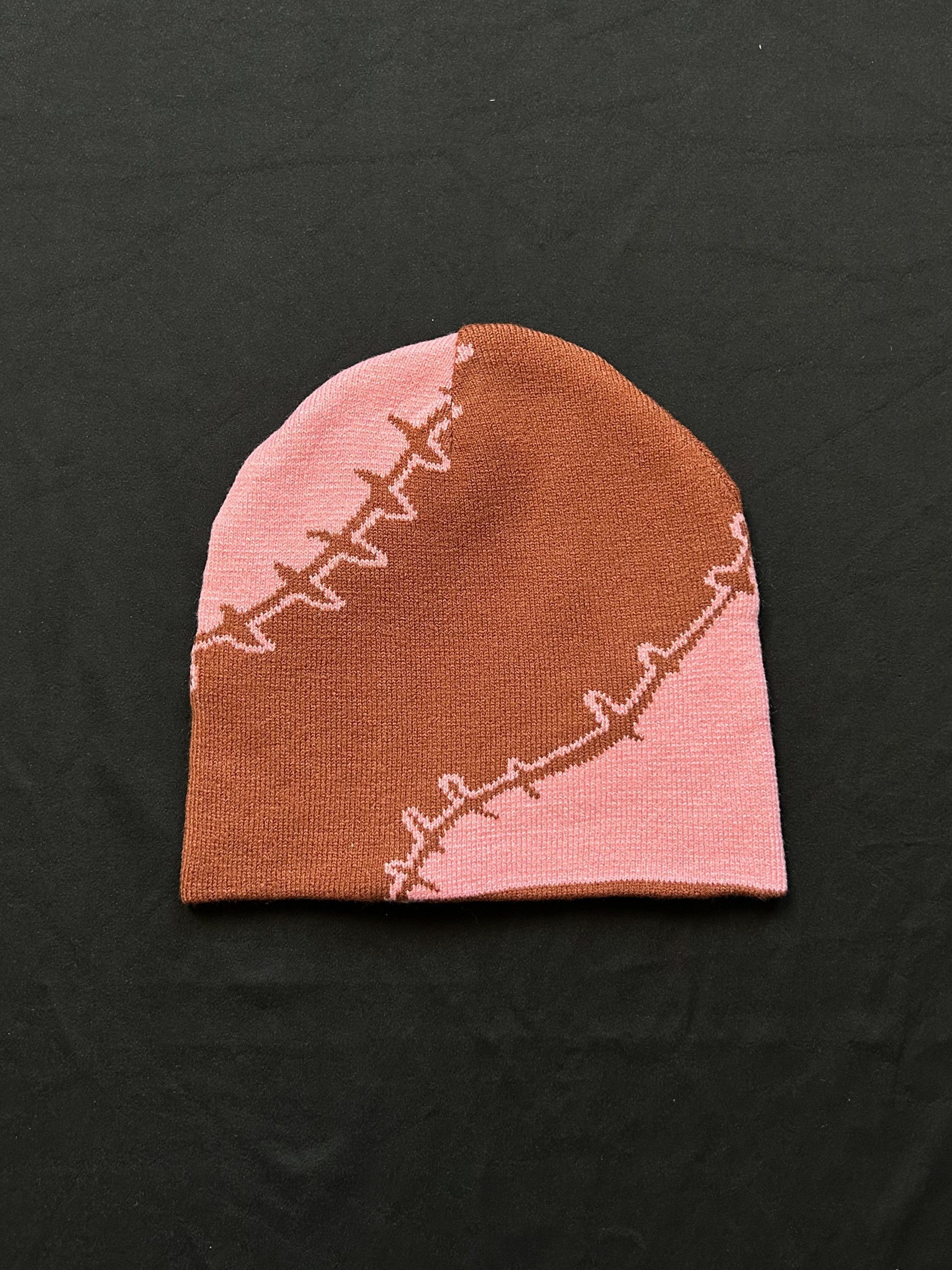 Japanese Brand Deadstock Stitch Graphic No Cuff Pink Beanie Hat OS Size ONE SIZE - 4 Thumbnail