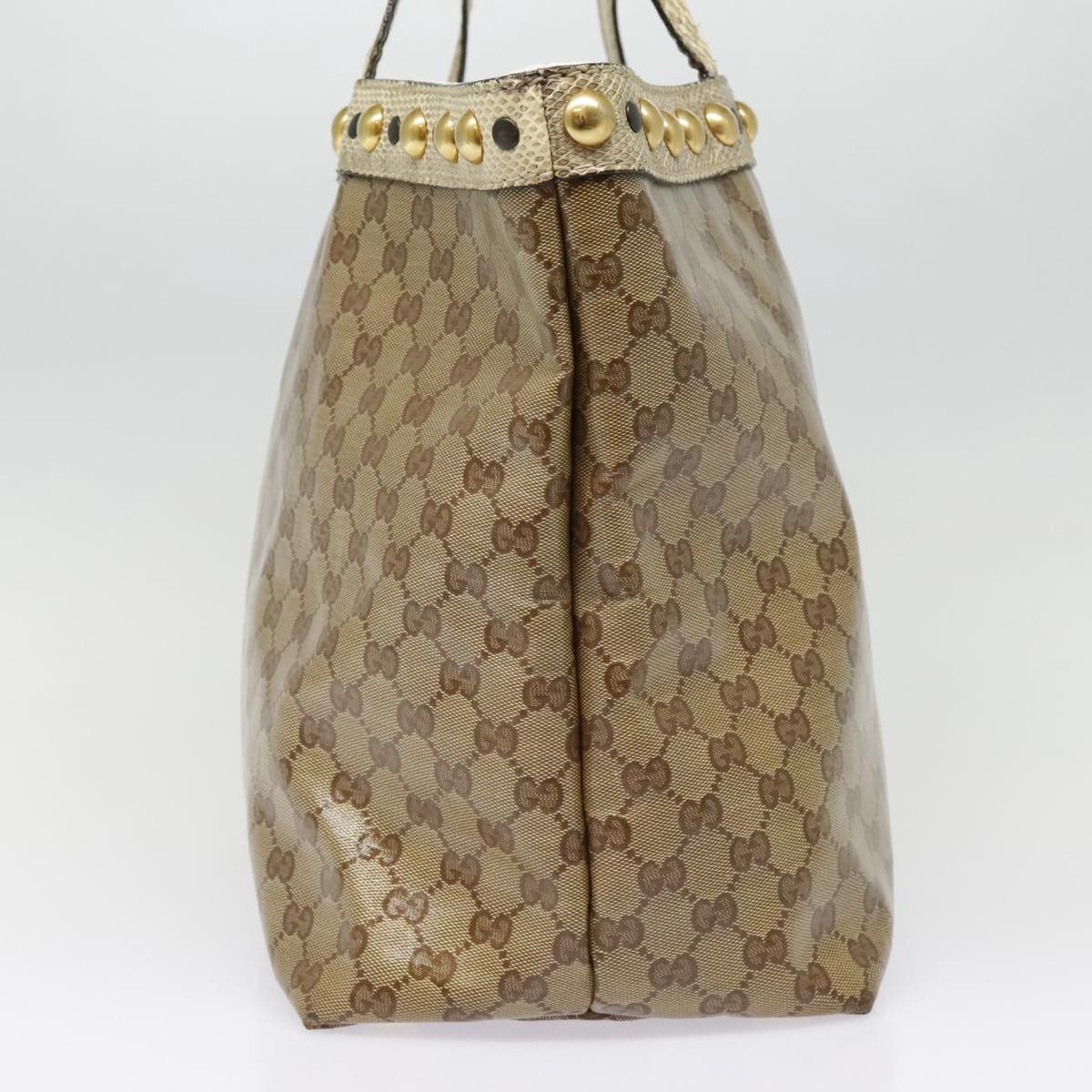 GUCCI GG Crystal Tote Bag Coated Canvas Beige White Silver