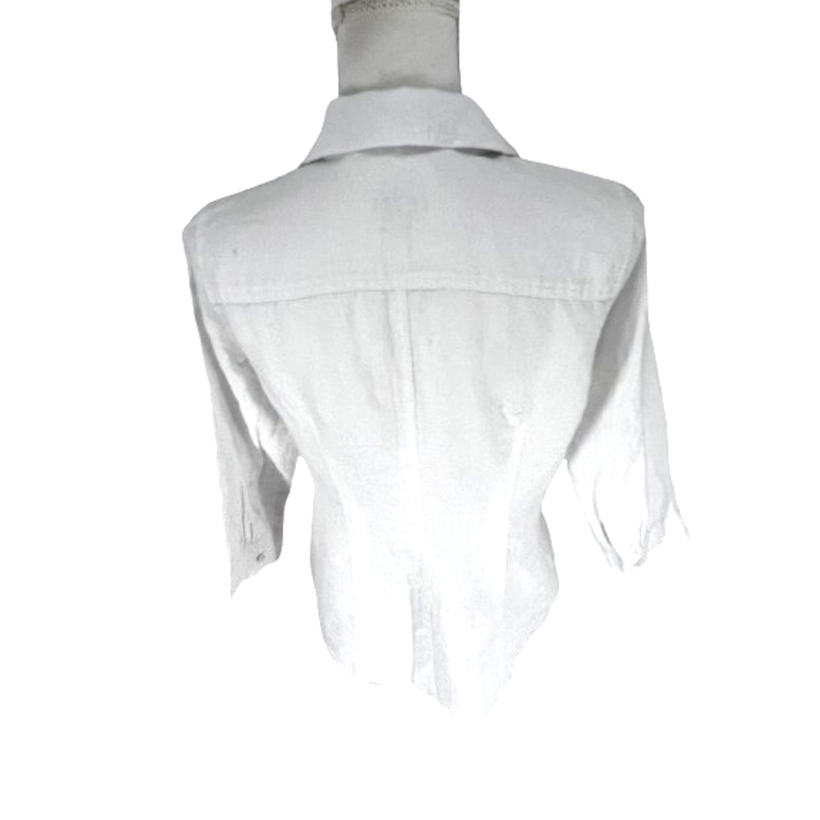 Vintage Talbots Petites White Linen Button Up Shirt Small 3/4 Sleeve Size S / US 4 / IT 40 - 3 Thumbnail