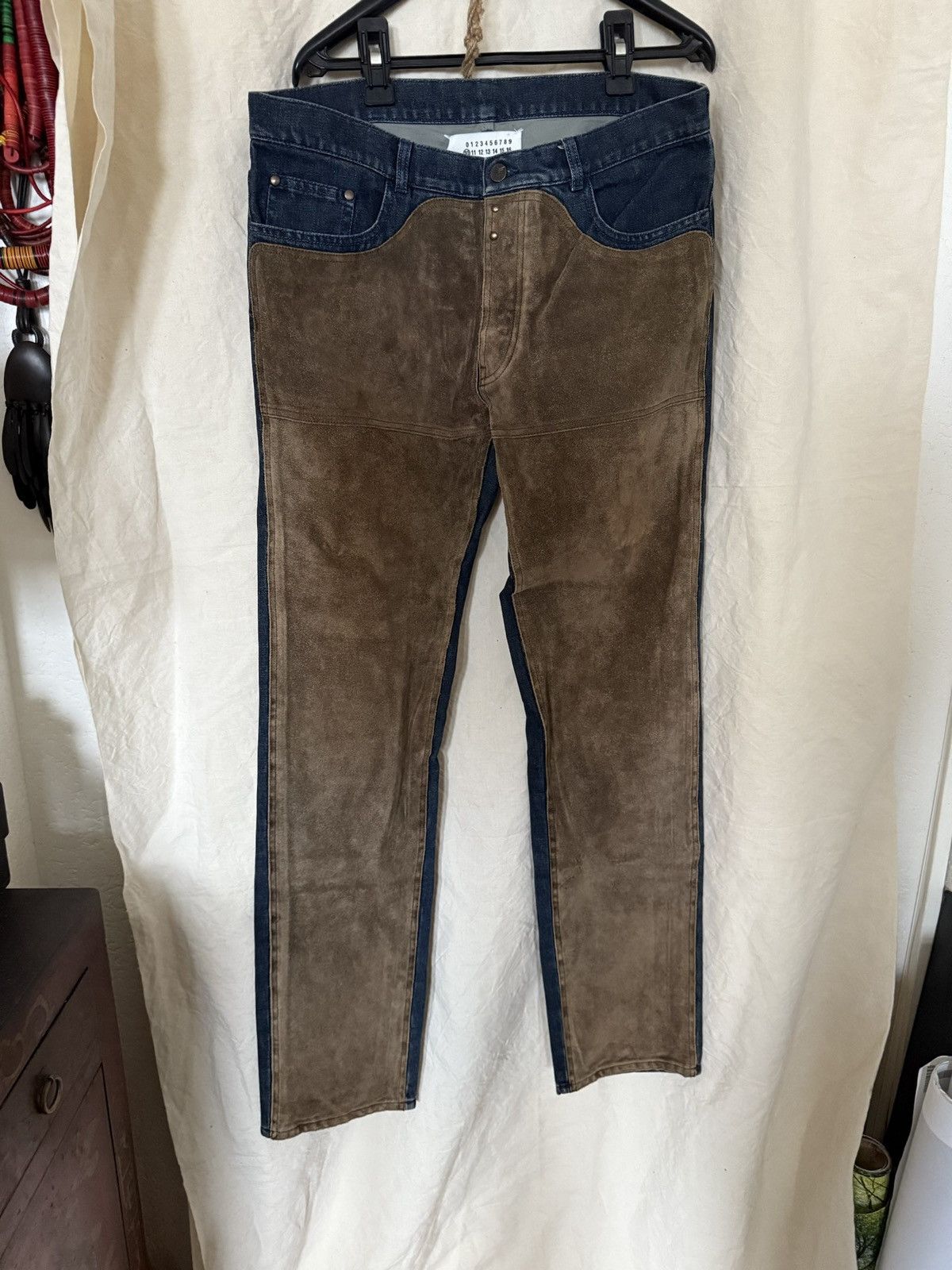 Maison Margiela Maison Margiela Suede and Denim straight jeans Size US 33 - 1 Thumbnail