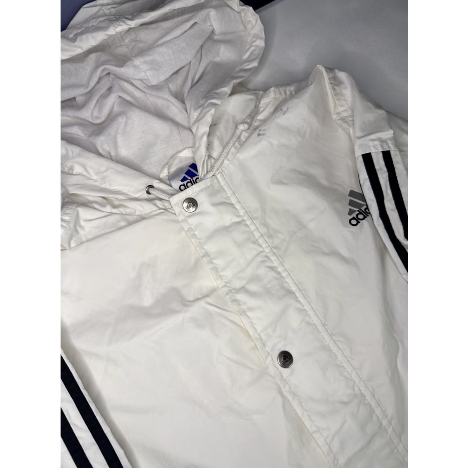 Adidas Adidas Originals 3 Theee Stripes Hoodie Windbreaker Track Jacket Men’s Sz M White Striped Nylon Regular Activewear Mens Size US M / EU 48-50 / 2 - 2 Thumbnail