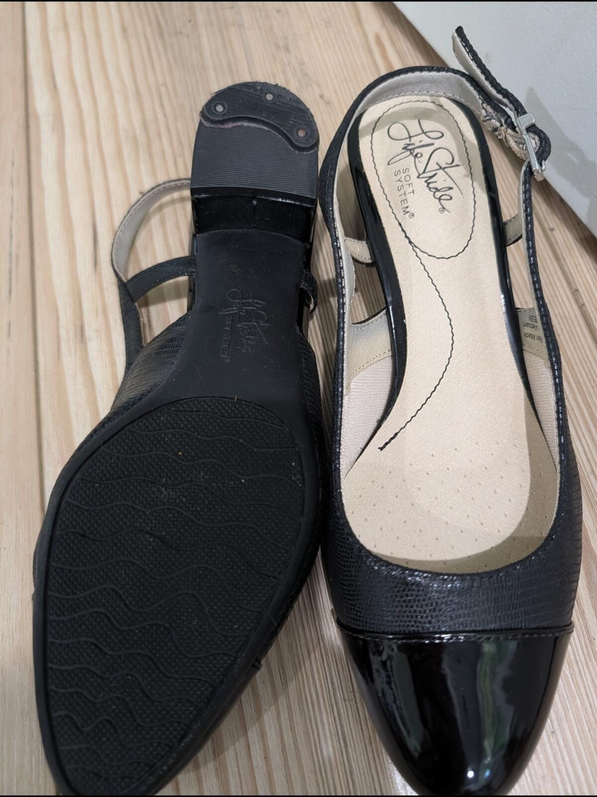 Other Life Stride Black Slingback Block Heel Pumps Size US 8 / IT 38 - 5 Thumbnail
