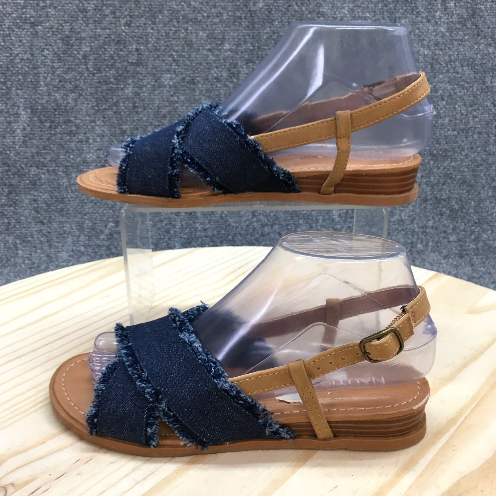 Nautica Nautica Basin Slingback Flats Buckle Straps Casual Blue Fabric Sandals Womens 6 Size US 6 / IT 36 - 2 Thumbnail