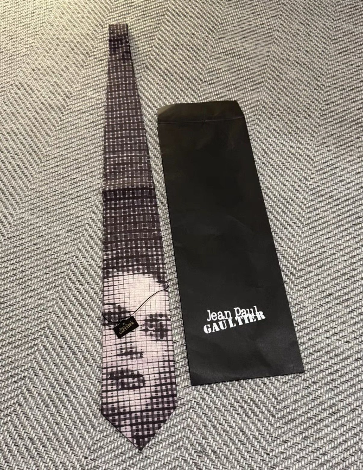 Jean Paul Gaultier Brown Grid Pattern Necktie Size ONE SIZE - 3 Thumbnail