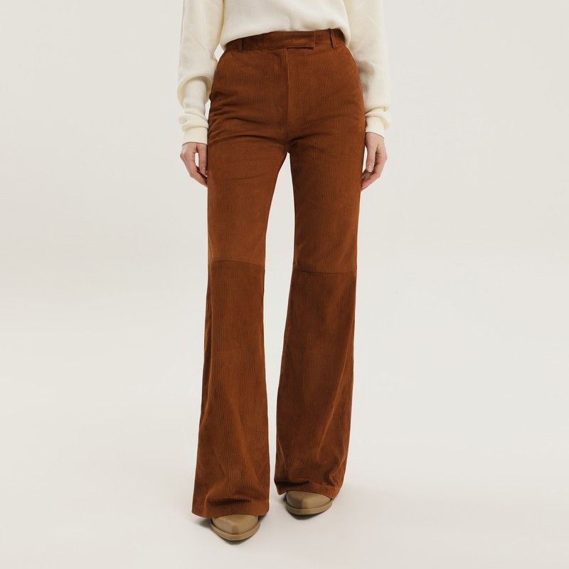 1989 STUDIO 1989 Studio Corduroy Flared Leather Pants Size 30" / US 8 / IT 44 - 1 Thumbnail