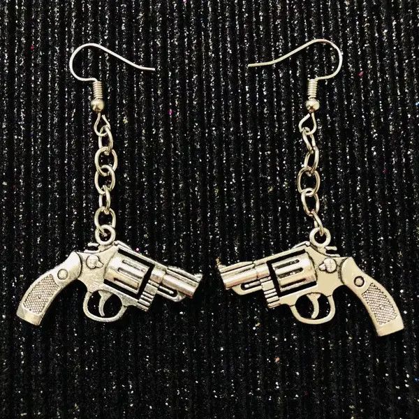 Handmade Iconic drop dangle earrings with short gun pendants Size ONE SIZE - 2 Thumbnail