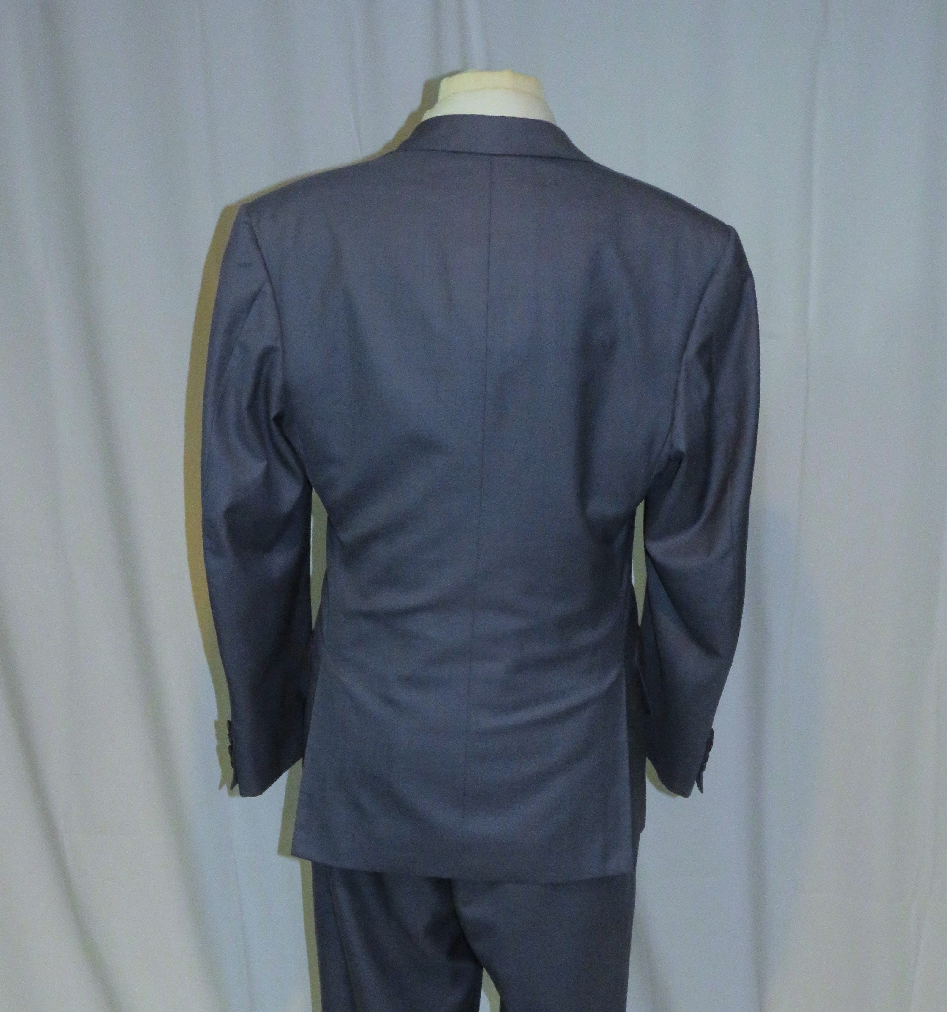 Huntsman Bespoke 2022 Solid Blue One Button Suit 34S Size 34S - 12 Thumbnail