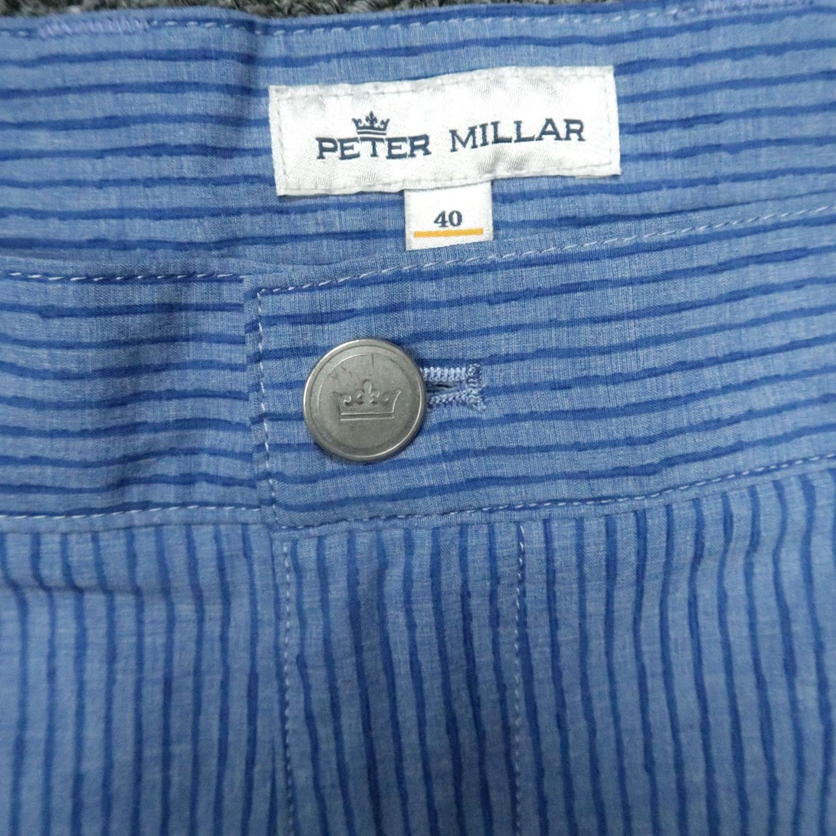 Peter Millar Peter Millar Shorts Mens 40 Blue Striped Shackleford Performance Stretch Golf Shirt? Size US 40 / EU 56 - 3 Thumbnail