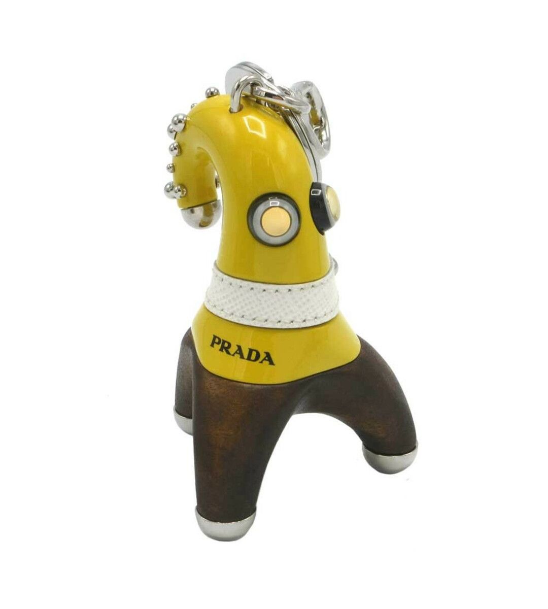 Prada PRADA Pradamalia Fiddle leather & wood robot keyring charm Size ONE SIZE - 1 Thumbnail