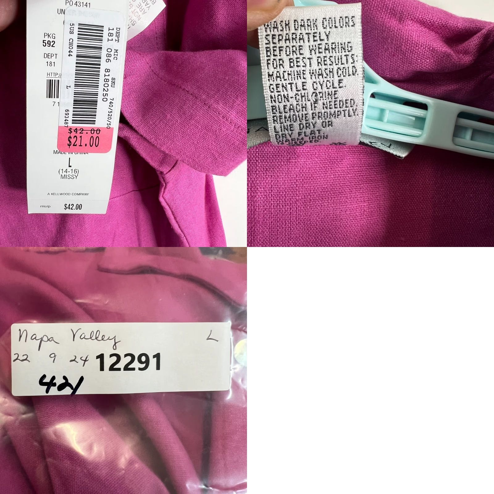 Vintage VINTAGE Napa Valley Linen Blend Button-Up Shirt Womens Junior Size L Pink Floral Casual Summer Size L / US 10 / IT 46 - 8 Thumbnail