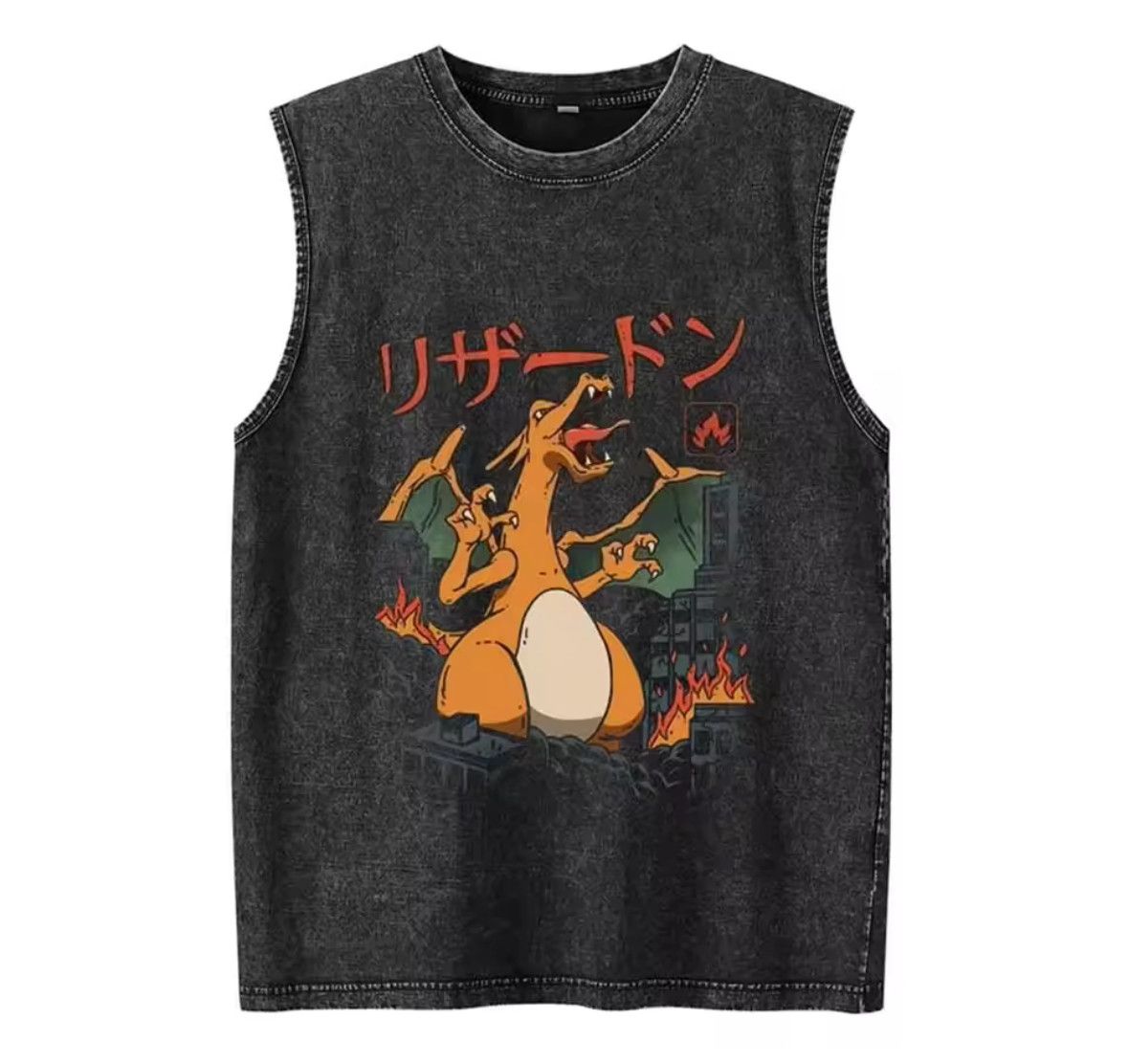 Japanese Brand Y2K Vintage Punk Charizard Anime Washed Tank Top T-Shirt Size US M / EU 48-50 / 2 - 1 Thumbnail