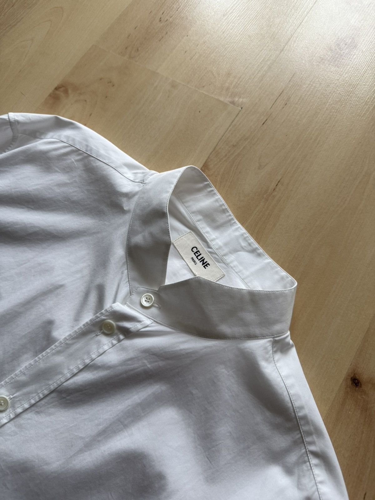 Celine Celine blade mandarin stand up collar white poplin shirt Size US XL / EU 56 / 4 - 4 Thumbnail