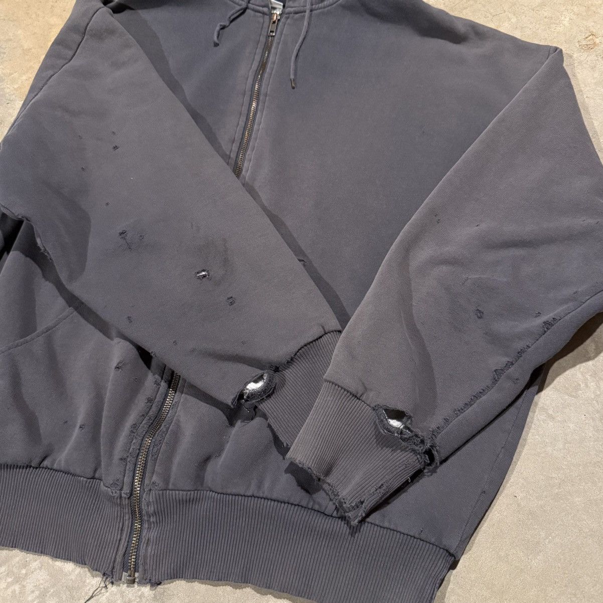 Dickies 2000s Dickies Thrashed Faded Thermal Line Hoodie ERD Grunge Size US XL / EU 56 / 4 - 4 Thumbnail