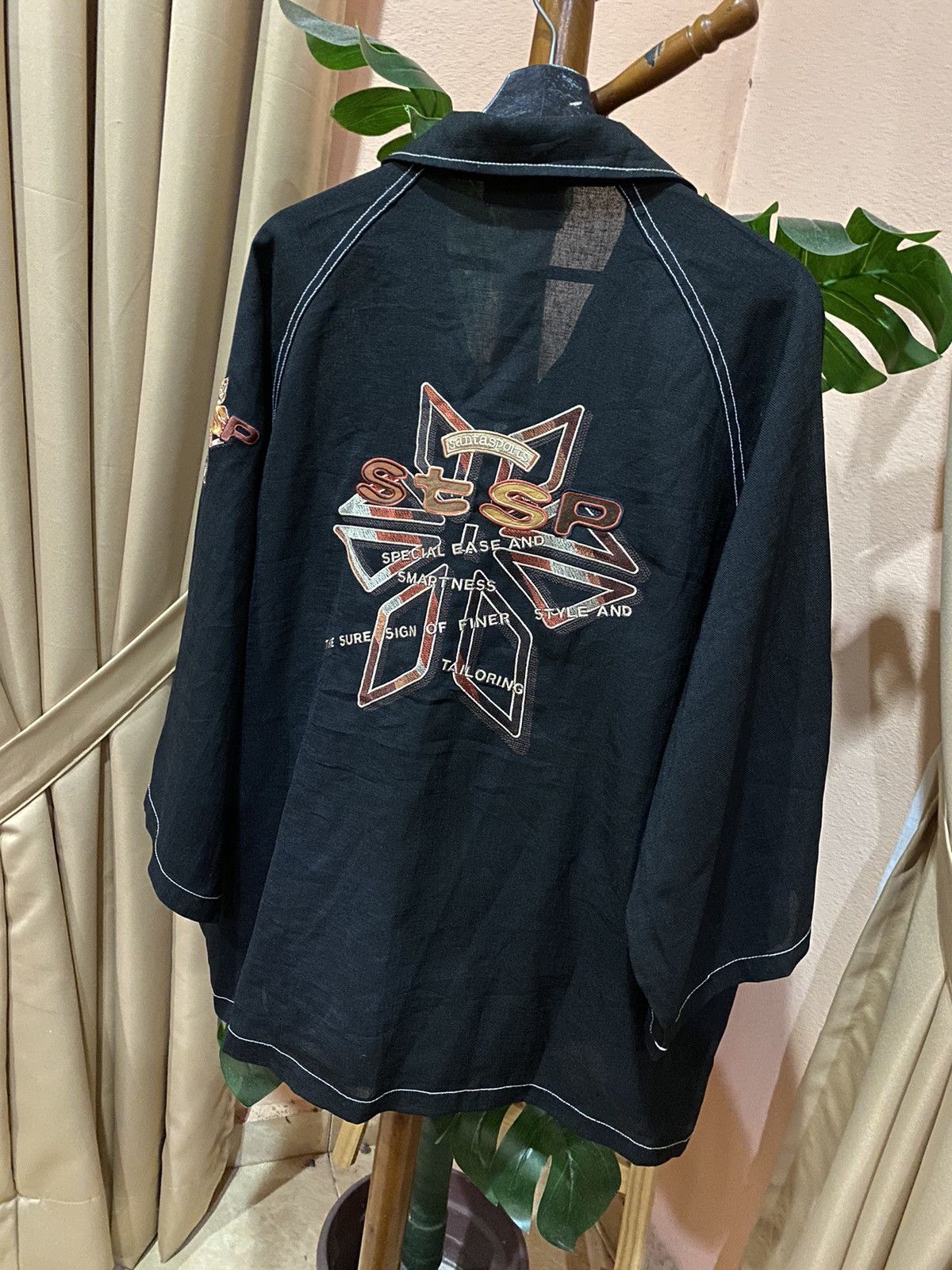 Vintage Santa Sports Black Zip-Up Jacket Streetwear Embroidered Size US XL / EU 56 / 4 - 2 Thumbnail