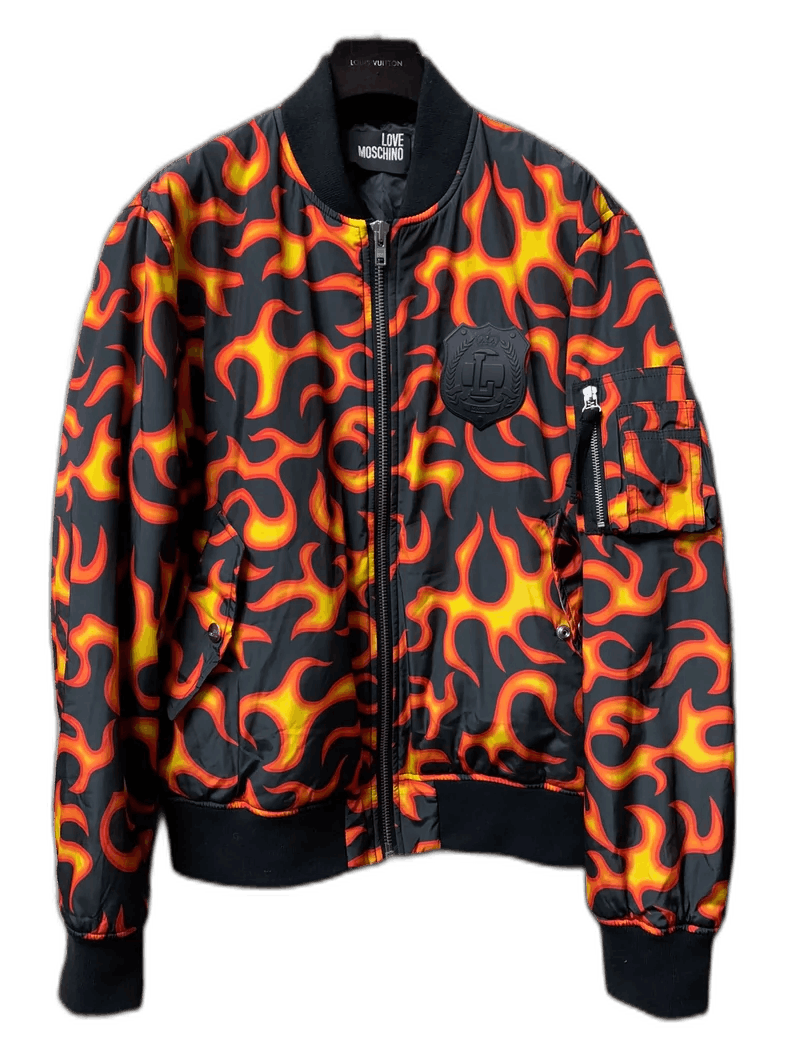 Moschino Moschino Love Flame Print Bomber Jacket Size US L / EU 52-54 / 3 - 1 Thumbnail