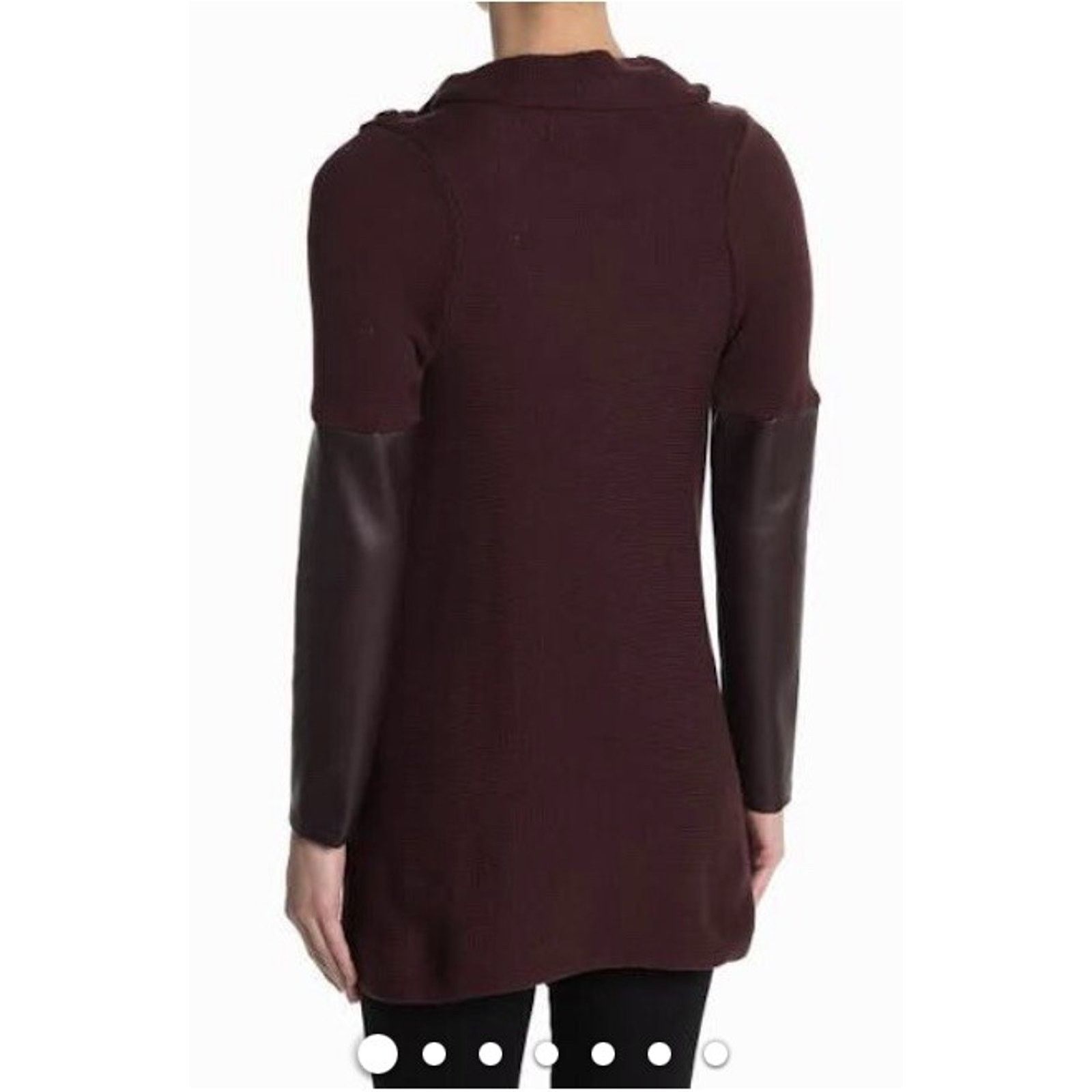 BLANKNYC Blanknyc Cardigan Sweater Women's Small Faux Leather A003054 Size S / US 4 / IT 40 - 2 Thumbnail