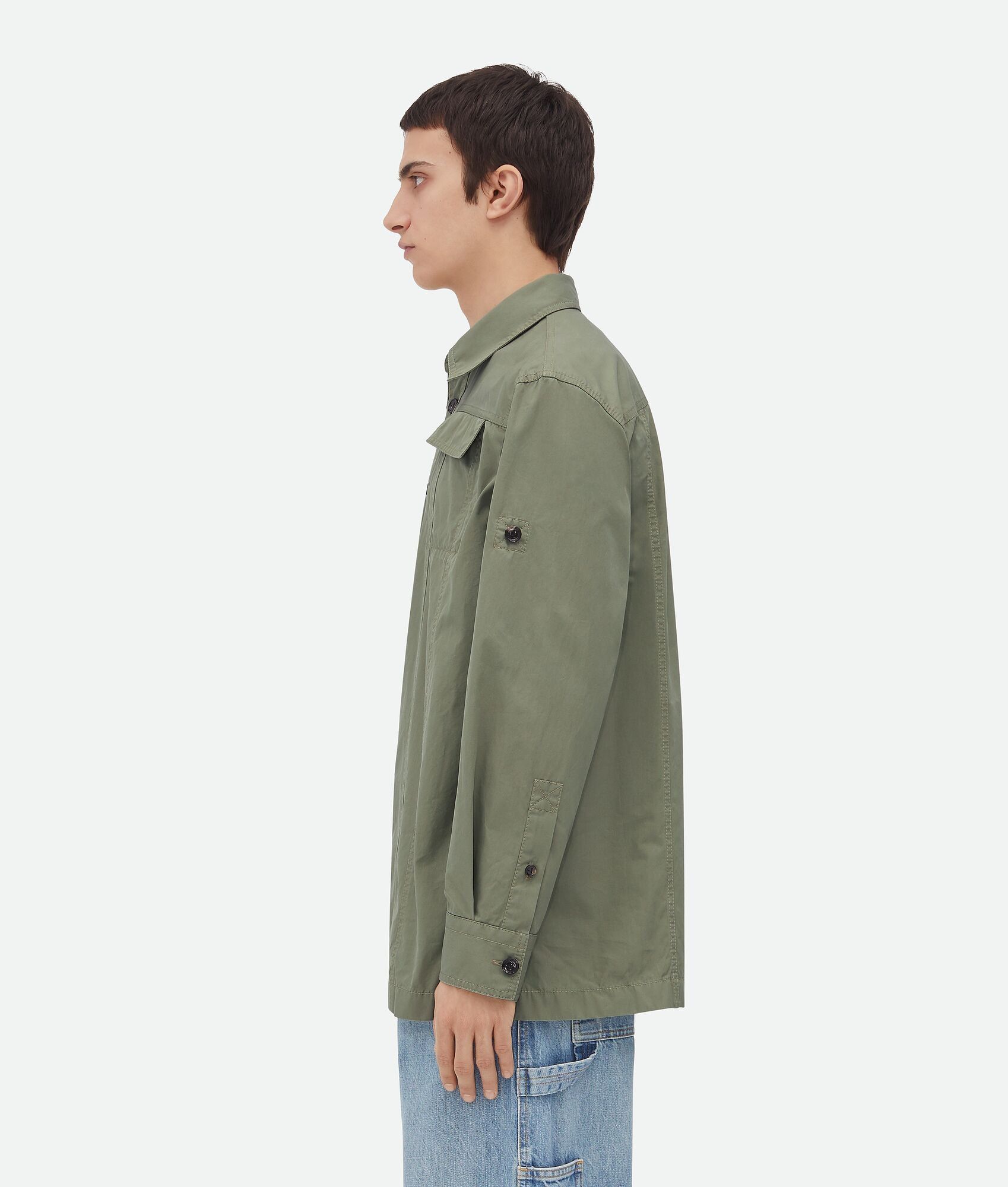 Bottega Veneta o1loc1c0426 793987 Light Cotton Twill Overshirt in Green Size US M / EU 48-50 / 2 - 2 Thumbnail