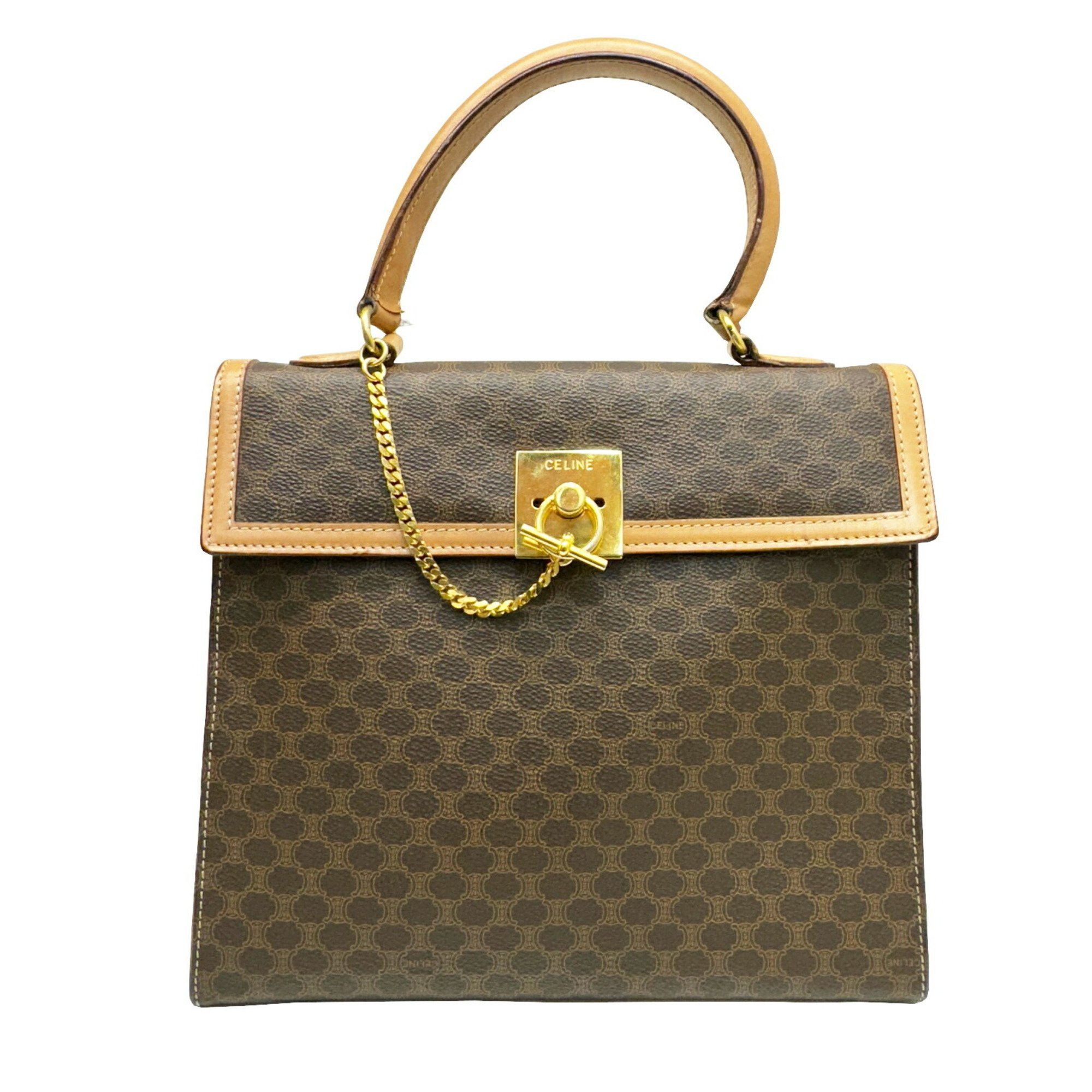 image of Celine Céline Gancini Handbag in Brown, Women's