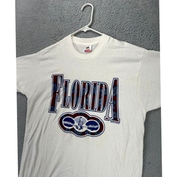 Fruit Of The Loom Fruit Of The Loom Shirt Men Medium White Graphic Print Short Sleeve Crew Neck Preppy Vintage No Size US M / EU 48-50 / 2 - 4 Thumbnail