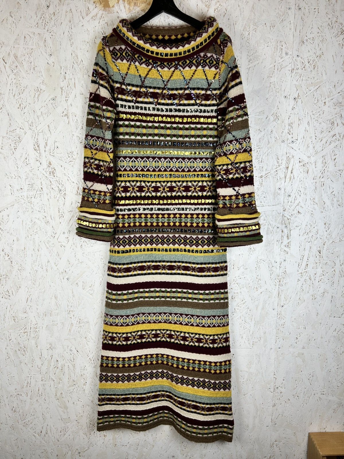 Jean Paul Gaultier Jean Paul Gaultier AW 1999 Fair Isle Wool Maxi Sweater Dress Size L / US 10 / IT 46 - 1 Thumbnail