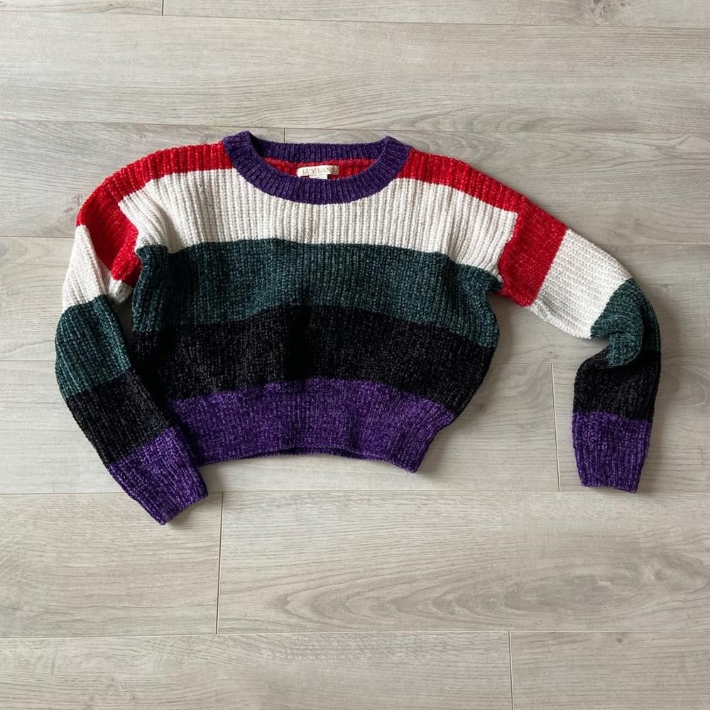 Designer Colorful Cropped Knit Sweater Size S / US 4 / IT 40 - 1 Thumbnail