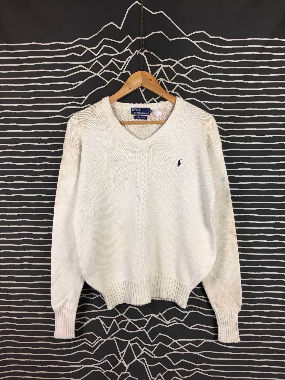 Polo Ralph Lauren Distressed Polo Ralph Lauren Cropped Fit V-Neck Knit Sweater Size US M / EU 48-50 / 2 - 2 Thumbnail