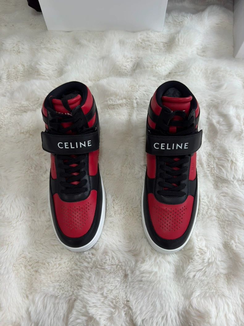 Celine Celine Red and black leather high-top sneakers Size US 9 / EU 42 - 2 Thumbnail