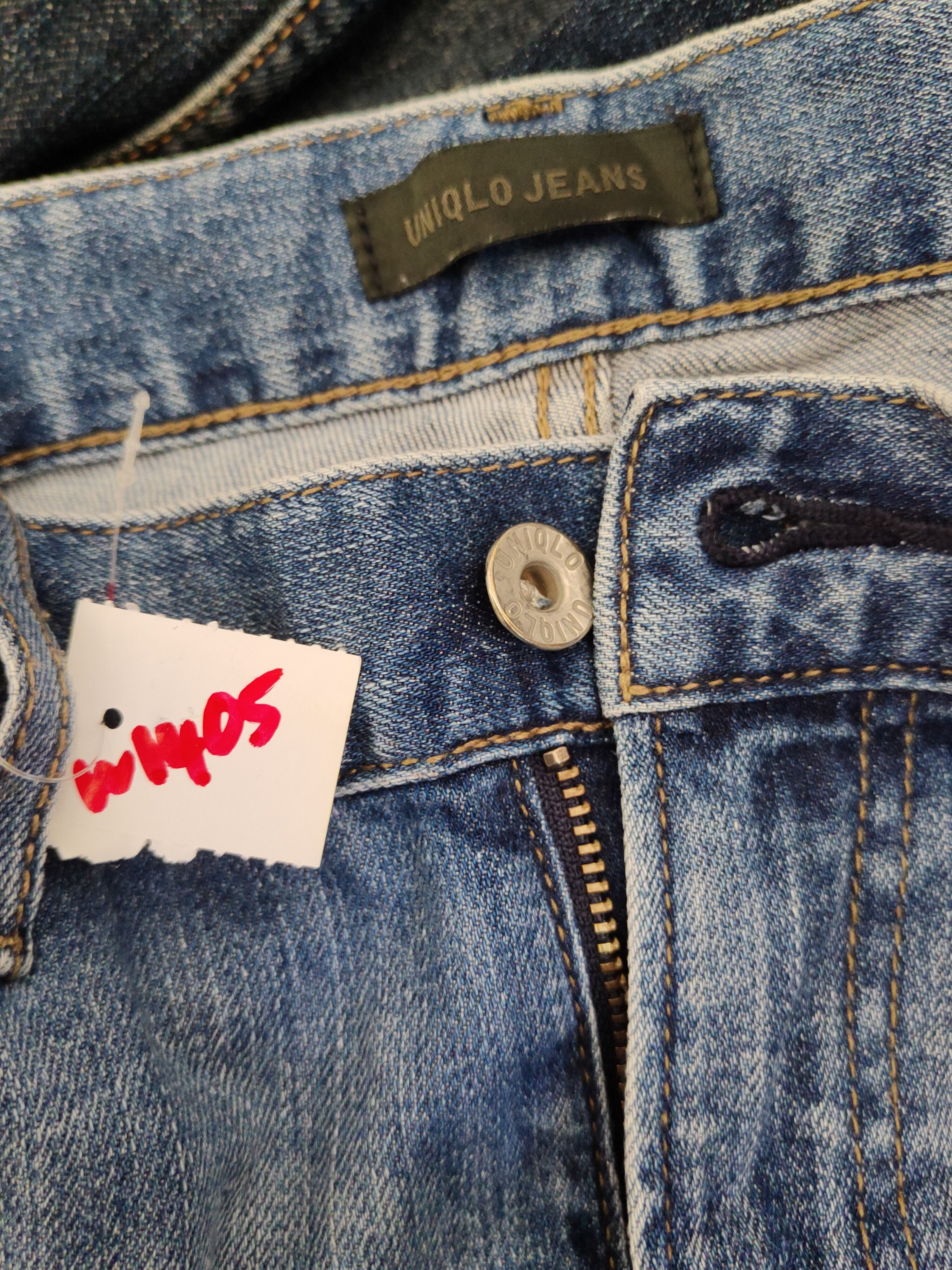 Japanese Brand Uniqlo fabric by Kaihara Blue Distressed Ripped Jeans #W1405 Size US 31 - 16 Thumbnail