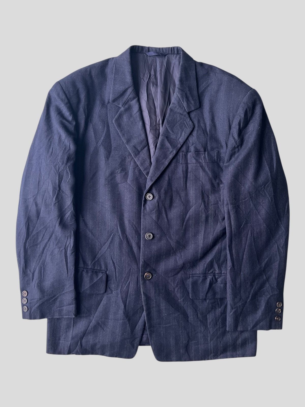 Yohji Yamamoto 1990s YY Mens Pinstriped Casual/Formal Gabardine Blazer Coat Size US M / EU 48-50 / 2 - 1 Thumbnail