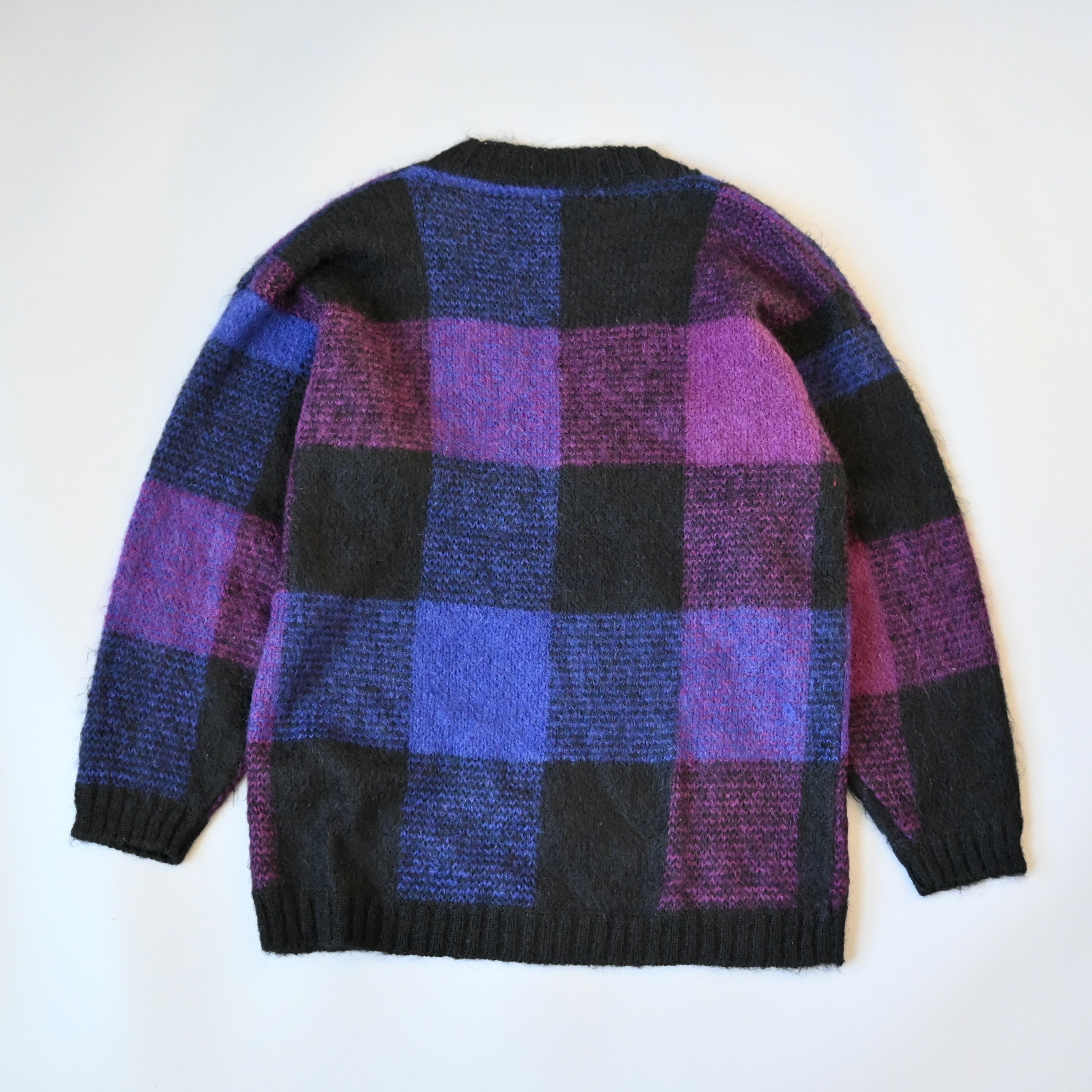 Vintage 1990s PAULHARRIS black&purple panel mohair-mix sweater Size L / US 10 / IT 46 - 4 Thumbnail